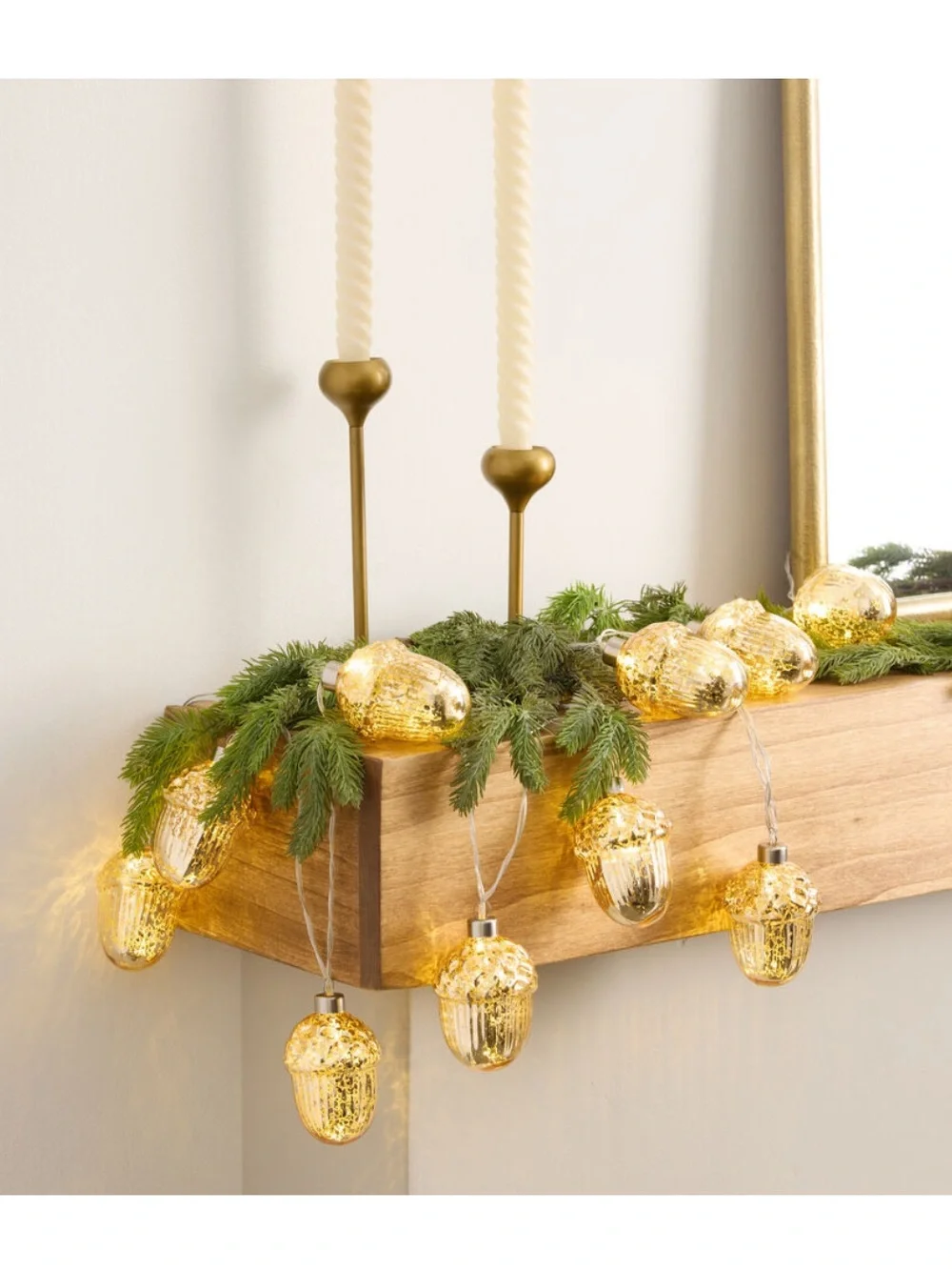 World Market Gold Mercury Glass Acorn String Lights